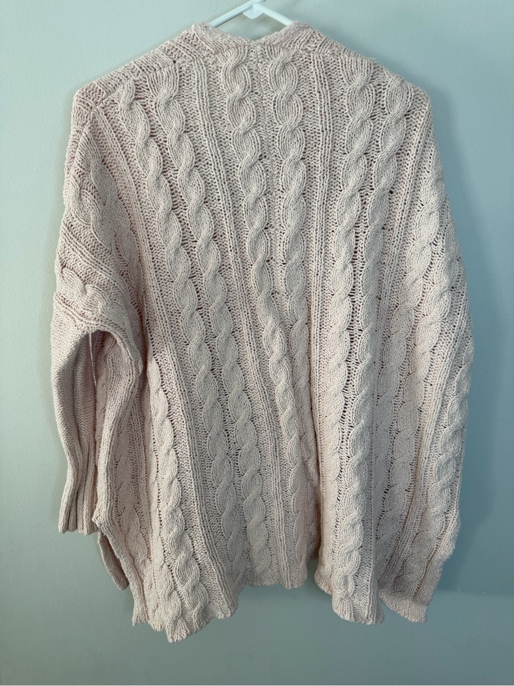 Free People Easy Cable V-Neck Pullover Sweater in Light Pink Blush Size S - Picture 6 of 6